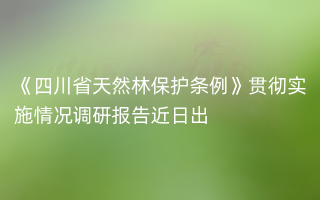 《四川省天然林保护条例》贯彻实施情况调研报告近日出